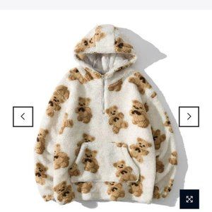 aelfric eden bear print sherpa hoodie (white)
